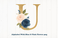 Alphabet, Letters, Monogram, blue &amp; pink flowers Product Image 1