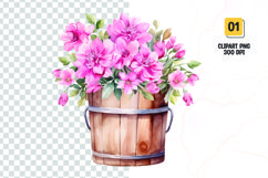 Floral Bucket Watercolor Clipart Sublimation Product Image 1