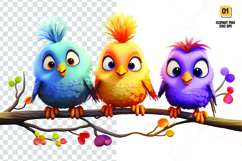 Watercolor colorful cute birds clipart Product Image 1