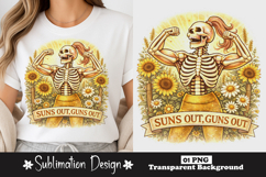 Suns Out Guns Out Sunflower Skeleton Gym Sublimation PNG Product Image 1