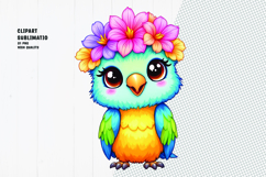 Cute owl, floral crown, watercolor clipart Product Image 1