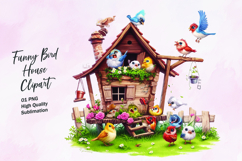 Funny bird tree house clipart sublimation Product Image 1