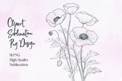 Elegant Floral Line Art Clipart Sublimation Design Product Image 1