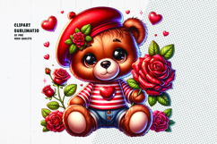 Paris Teddy Bear With Roses Cute French Style Sublimation Product Image 1