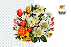 Watercolor Floral bouquet clipart sublimation Product Image 1