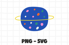 Cute Planet SVG PNG | Kawaii Space Clipart | Product Image 1