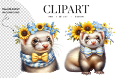 Sunflower Ferret Portrait Clipart PNG Product Image 1