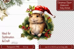 Christmas Clipart Animal Clipart png Illustration Watercolor Product Image 1