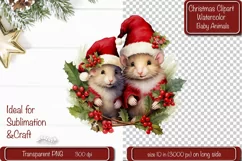 Christmas Clipart Animal Clipart png Illustration Watercolor Product Image 1