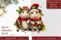 Christmas Clipart Animal Clipart png Illustration Watercolor Product Image 1