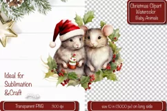 Christmas Clipart Animal Clipart png Illustration Watercolor Product Image 1