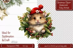 Christmas Clipart Animal Clipart png Illustration Watercolor Product Image 1
