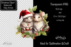 Christmas Clipart Animal Clipart png Illustration Watercolor Product Image 2