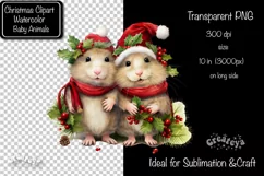 Christmas Clipart Animal Clipart png Illustration Watercolor Product Image 2