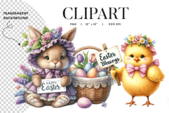 Easter Bunny and Chick Clipart Product Image 1