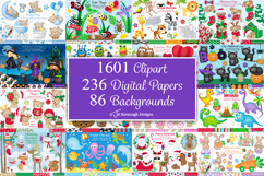 Big Clipart Bundle - 1601 Illustrations - 236 Digital Papers Product Image 1