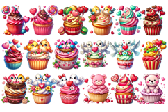 Valentine &amp; Anti-Valentine Cupcake Clipart Bundle, Sarcastic Product Image 8