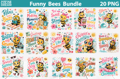 Funny Bee Bundle | Summer Bee Quotes Clipart Product Image 1