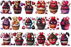 Valentine &amp; Anti-Valentine Cupcake Clipart Bundle, Sarcastic Product Image 10
