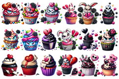 Valentine &amp; Anti-Valentine Cupcake Clipart Bundle, Sarcastic Product Image 11