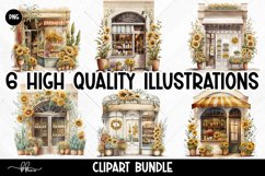 Sunflower Shop Watercolor Clipart Illustration Bundle Product Image 1