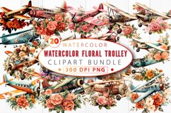 Floral Vintage Airplane Clipart Bundle Product Image 1