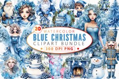 Blue Christmas Clipart Sublimation Bundle Product Image 1
