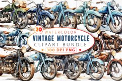 Vintage Motorcycle Watercolor Clipart Bundle Product Image 1