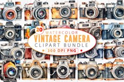 Watercolor Vintage Camera Clipart Bundle Product Image 1