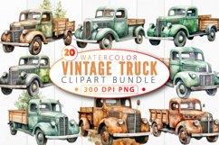 Watercolor Vintage Truck Clipart Bundle Product Image 1