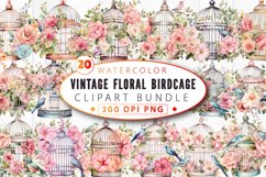Vintage Floral Birdcage clipart Bundle Product Image 1