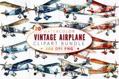 Vintage Airplane Watercolor Clipart Bundle Product Image 1