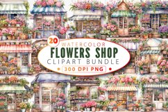 Flowers Shop Watercolor Clipart Bundle Product Image 1