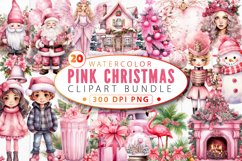 Pink Christmas Clipart Sublimation Bundle Product Image 1