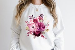Watercolor Magenta Floral Bouquet Clipart Bundle Product Image 2
