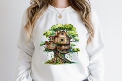 Watercolor Vintage Tree House Clipart Bundle Product Image 2