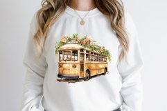 Watercolor Vintage Floral Bus Clipart Bundle Product Image 2