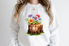 Cute Flower Wooden Stump Clipart Bundle Product Image 2