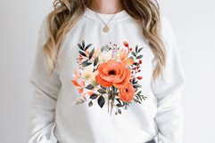 Watercolor Coral Floral Bouquet Clipart Bundle Product Image 2