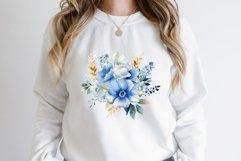 Watercolor Blue Floral Bouquet Clipart Bundle Product Image 2