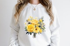 Watercolor Yellow Floral Bouquet Clipart Bundle Product Image 2
