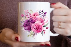 Watercolor Magenta Floral Bouquet Clipart Bundle Product Image 3