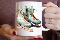 Watercolor Vintage Ice Skates Clipart Bundle Product Image 3