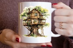 Watercolor Vintage Tree House Clipart Bundle Product Image 3
