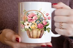 Watercolor Basket Floral Bouquet Clipart Bundle Product Image 3
