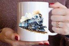 Watercolor Vintage Train Clipart Bundle Product Image 3
