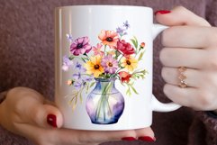 Watercolor Vase with Flowers Clipart Bundle Product Image 3