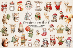Christmas Woodland Animals Clipart Bundle | 95 PNG Product Image 1