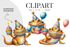 Birthday Bearded Dragon Clipart PNG Product Image 1