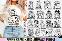 Funny Caffeinated Animals Clipart Bundle SVG PNG Product Image 1
